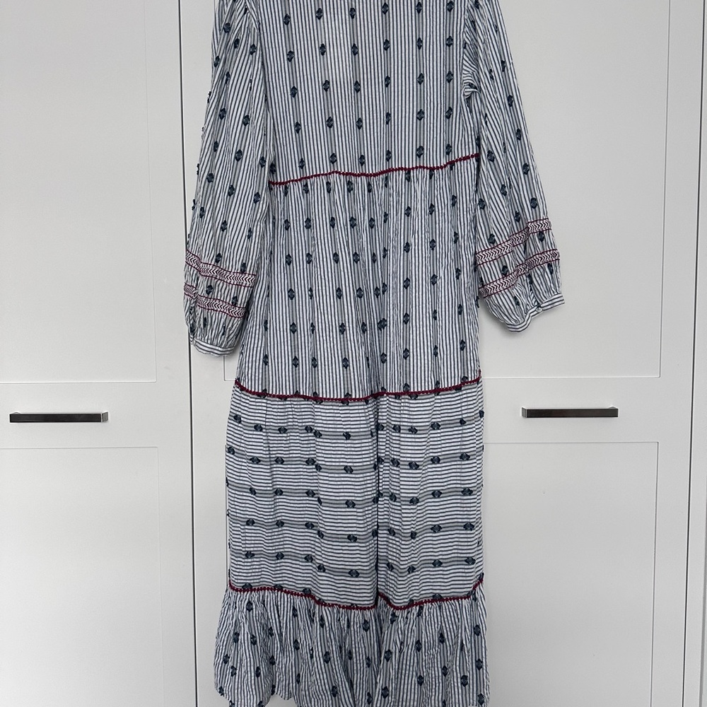 Zara Navy and White Patterned Maxi  Dress - Picture 13 of 13